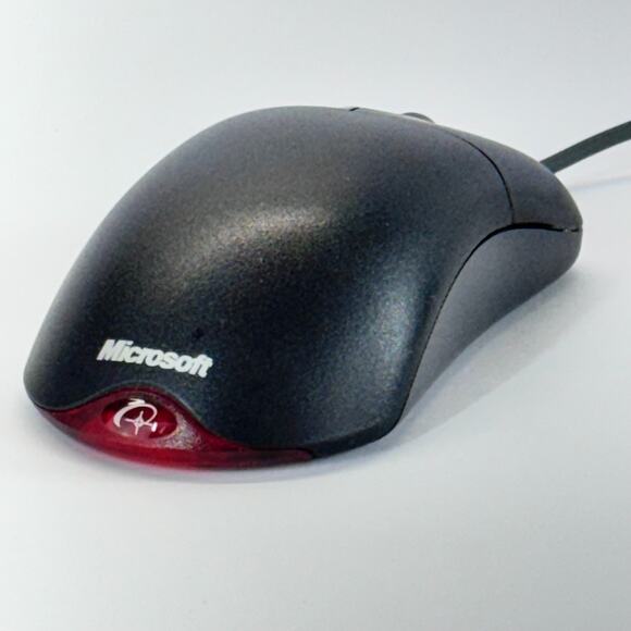 Microsoft Wheel Mouse Optical USB PS/2 Compatible Corded Black X802382 1.1A - Picture 1 of 9